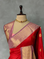 Red and mauve Pink silk saree -BSP28E