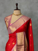 Red and mauve Pink silk saree -BSP28E