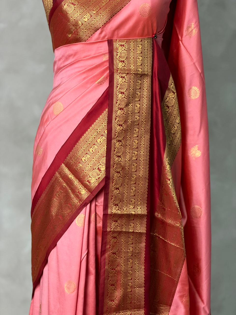 Pink and Maroon silk saree -BSP28F