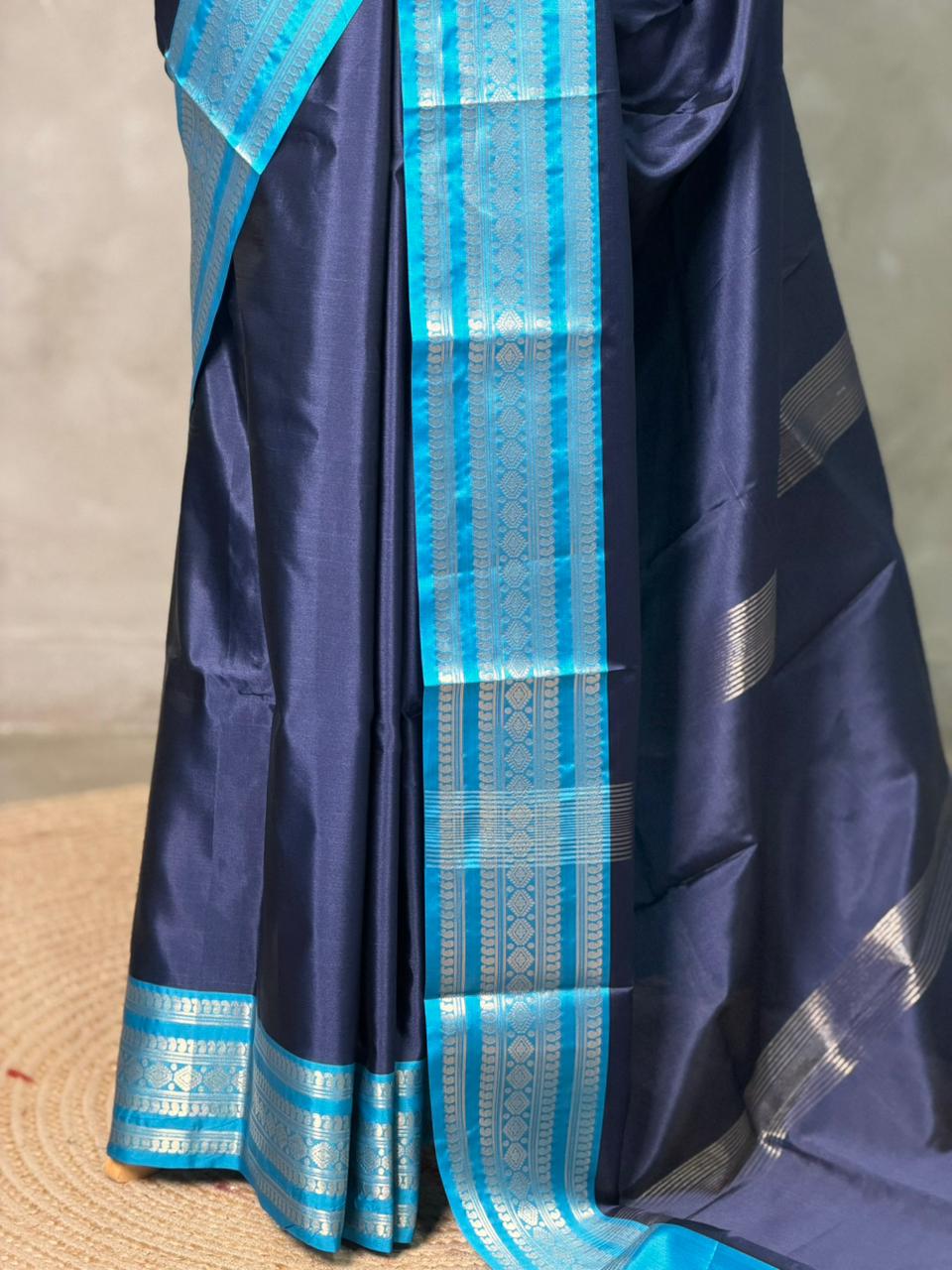 Dark and Light Blue Banarasi silk saree -MPS44B