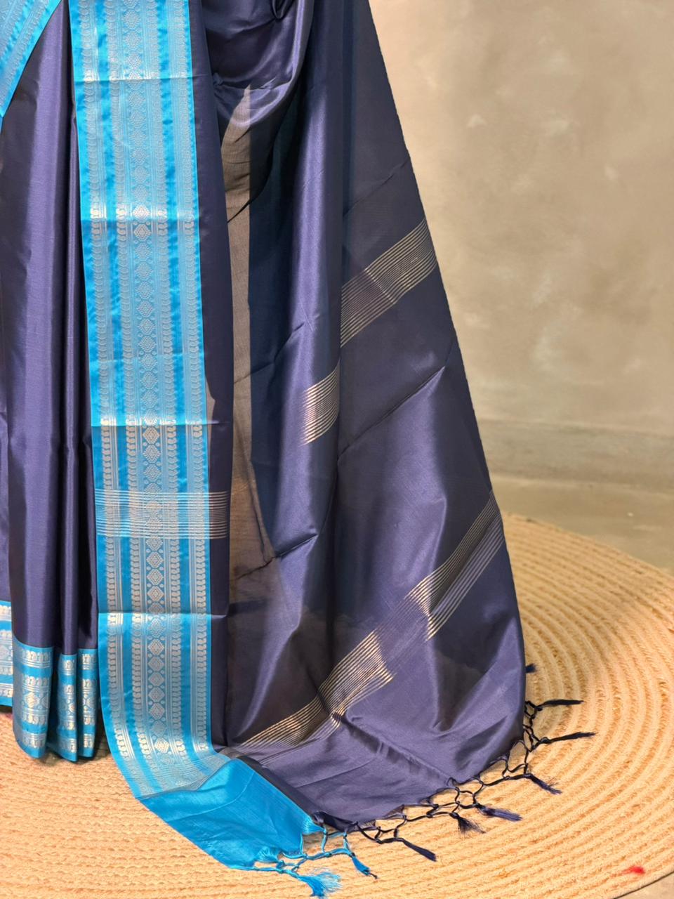 Dark and Light Blue Banarasi silk saree -MPS44B