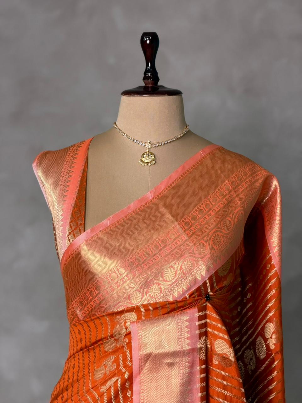 Orange banarasi silksaree -LZ8G