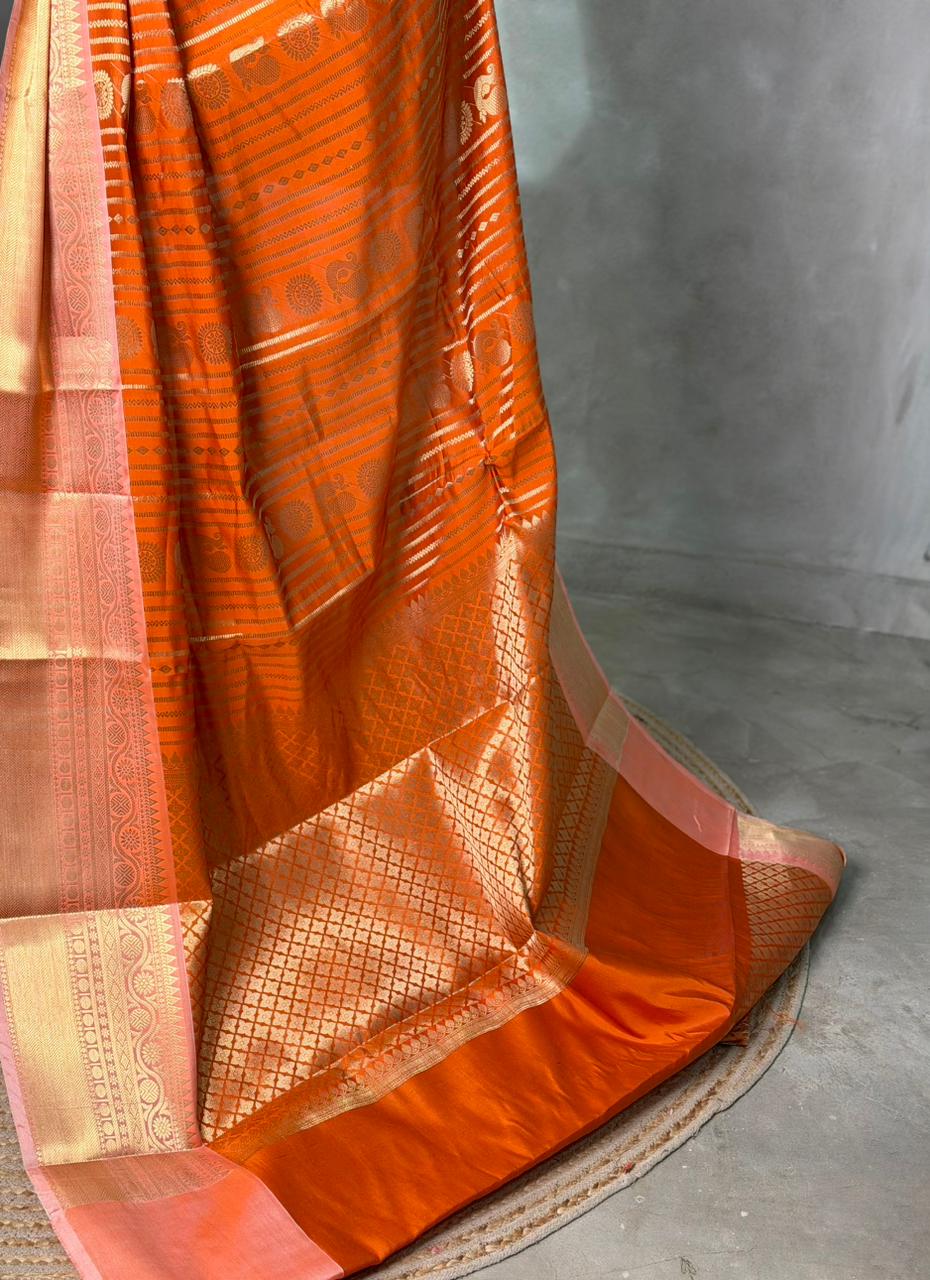 Orange banarasi silksaree -LZ8G