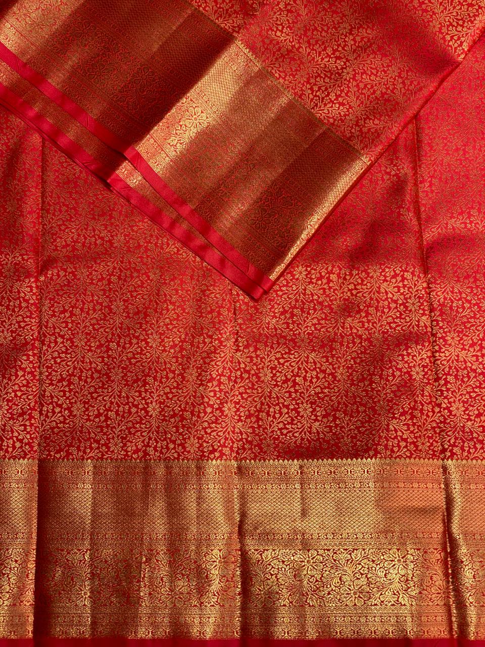 Dark Peach Kanchipuram saree- PBRIDE40B