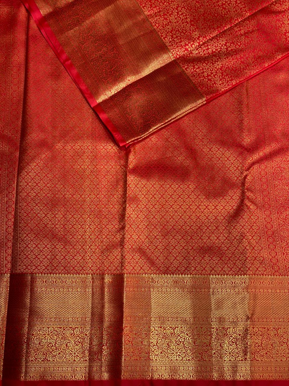 Dark Peach Kanchipuram saree- PBRIDE40B