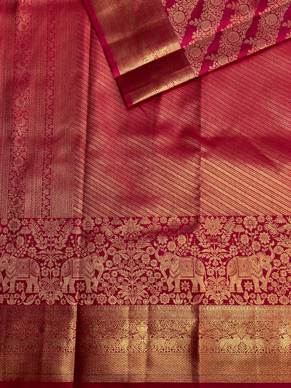Pinkish Red Kanchipuram saree- PBRIDE41B