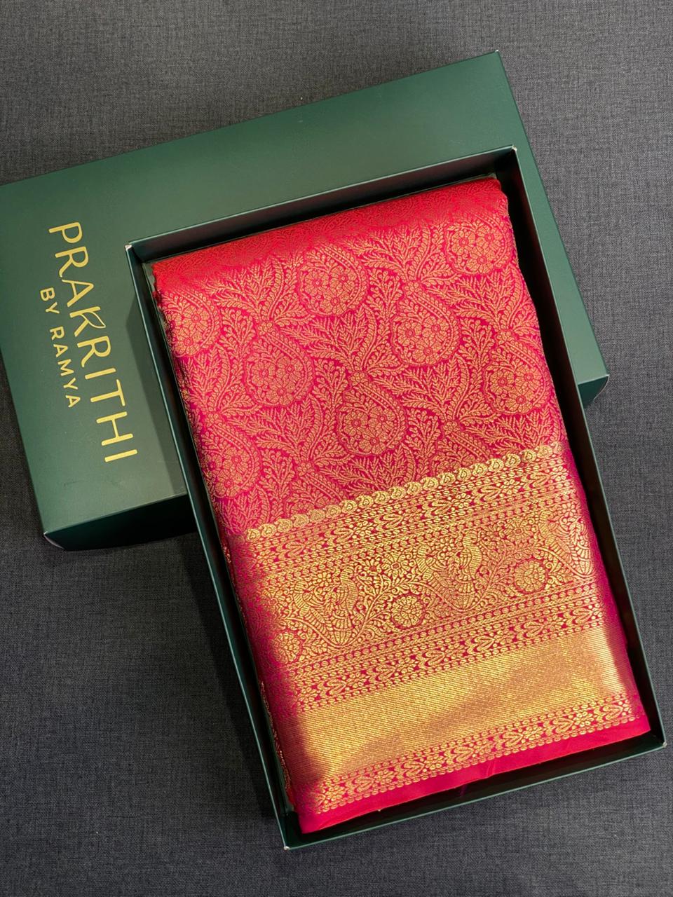Reddish Pink Kanchipuram saree- PBRIDE43