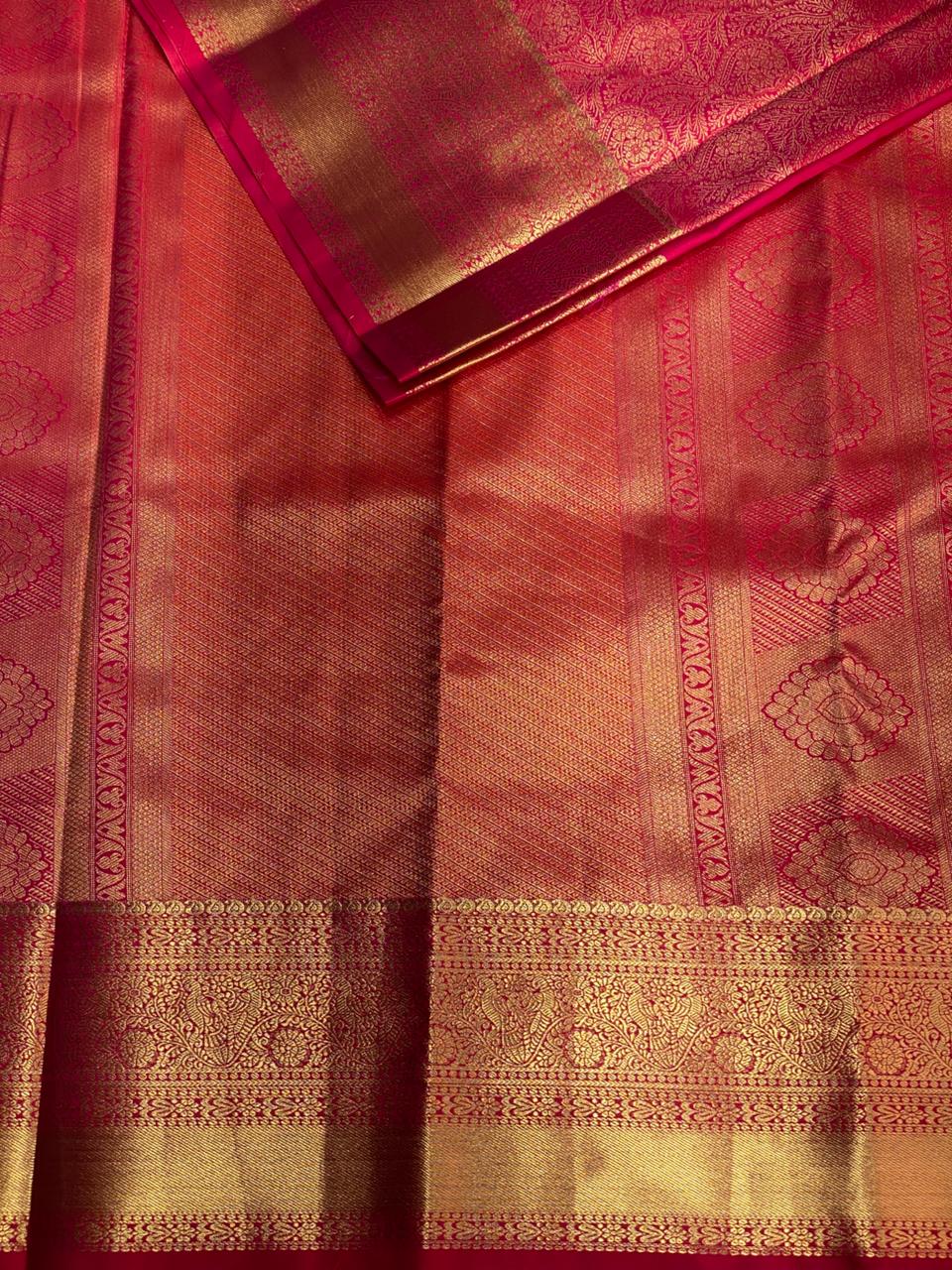 Reddish Pink Kanchipuram saree- PBRIDE43