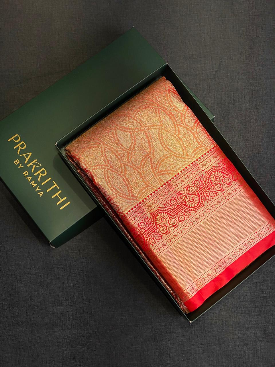 Red Tissue Kanchipuram saree- PBRIDE47B