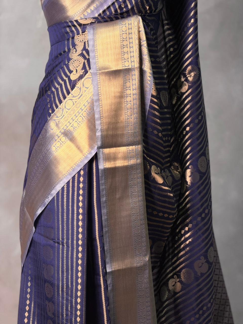 Navy blue banarasi silksaree -LZ8L