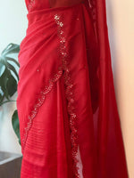 Red Pure Organza sareesaree -PBR11B
