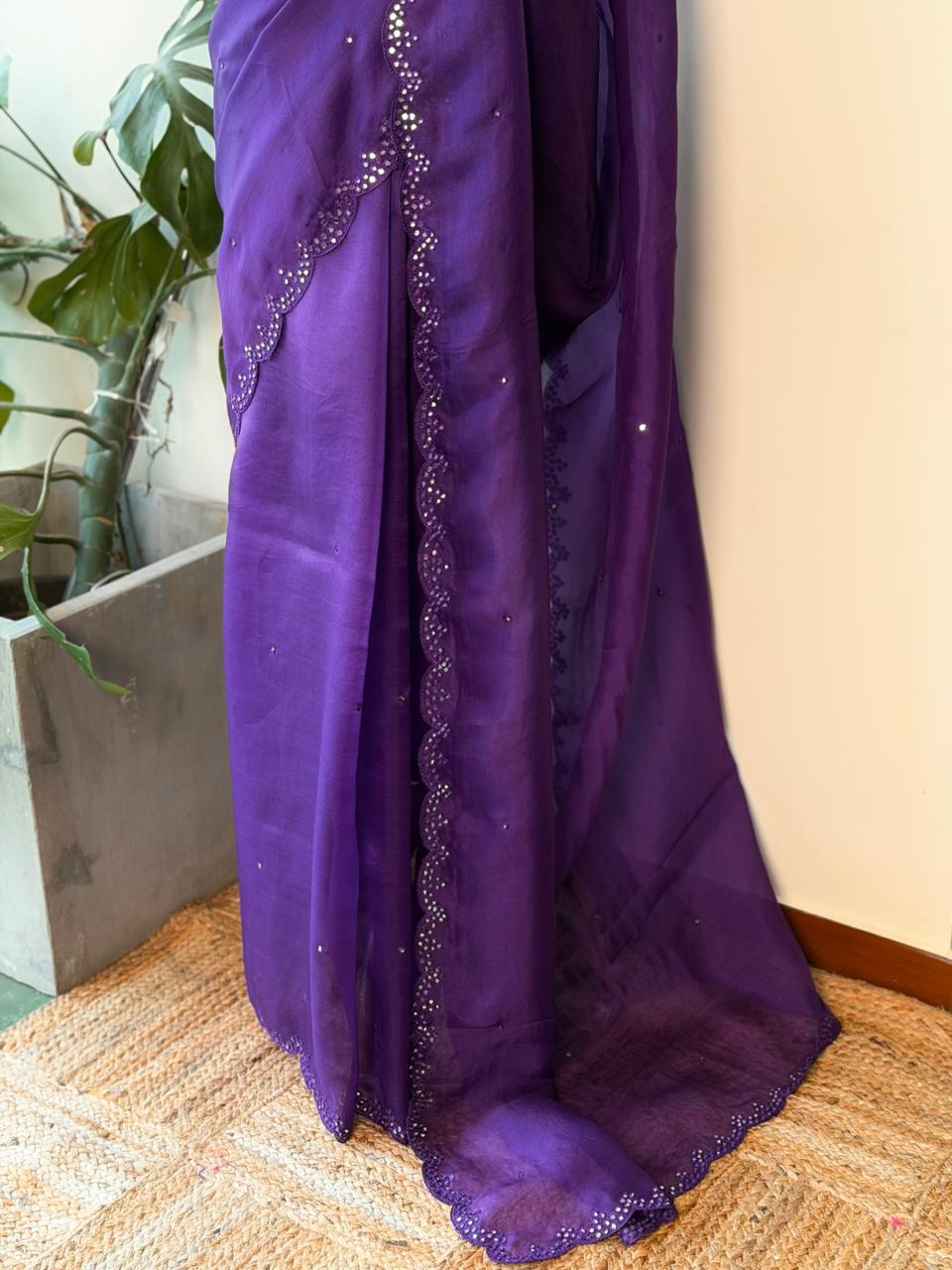 Violet Pure Organza sareesaree -PBR11C