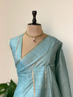 Pastal Blue tusser silk saree -PBR15B