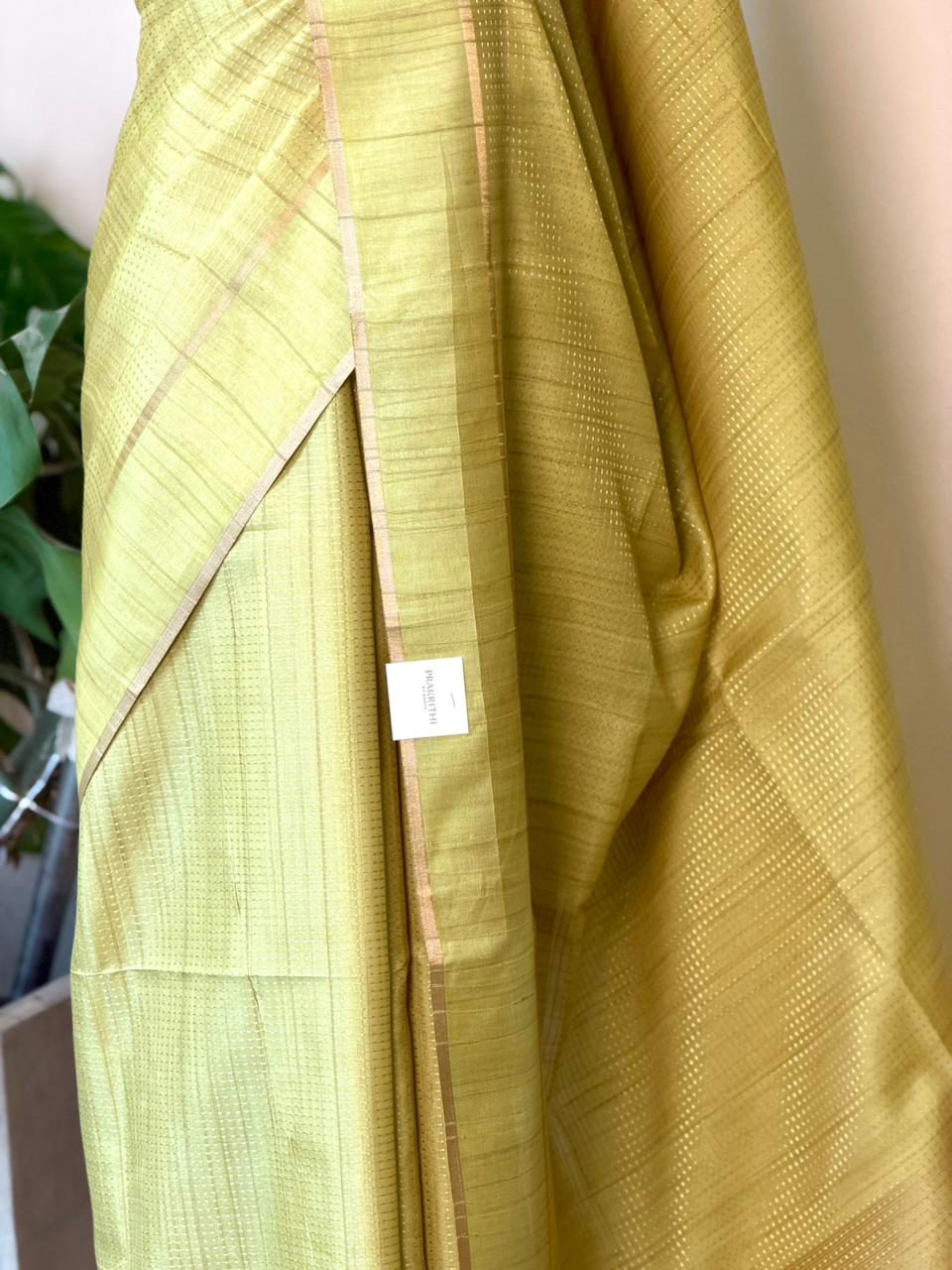 Pastal Green tusser silk saree -PBR15C