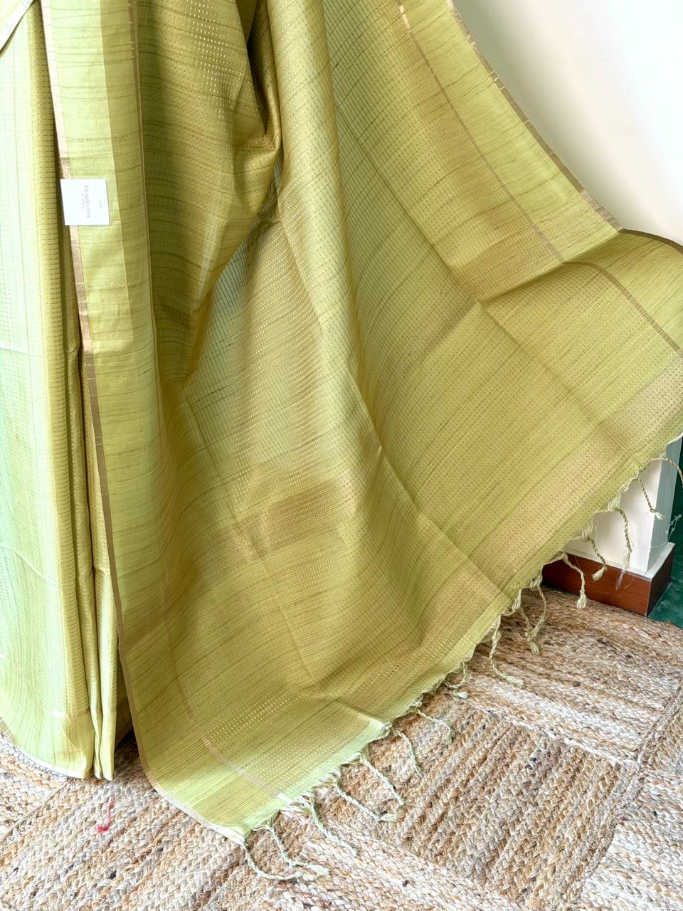 Pastal Green tusser silk saree -PBR15C