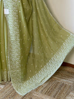 Green Muslin silk saree -PBR17