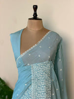Blue Muslin silk saree -PBR17B