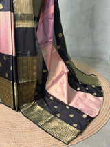 Black and Pink tissue Banarasi silk saree - PIH87