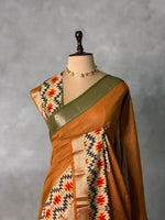 Mustard yellow Georgette chanderi silk saree -PBR18