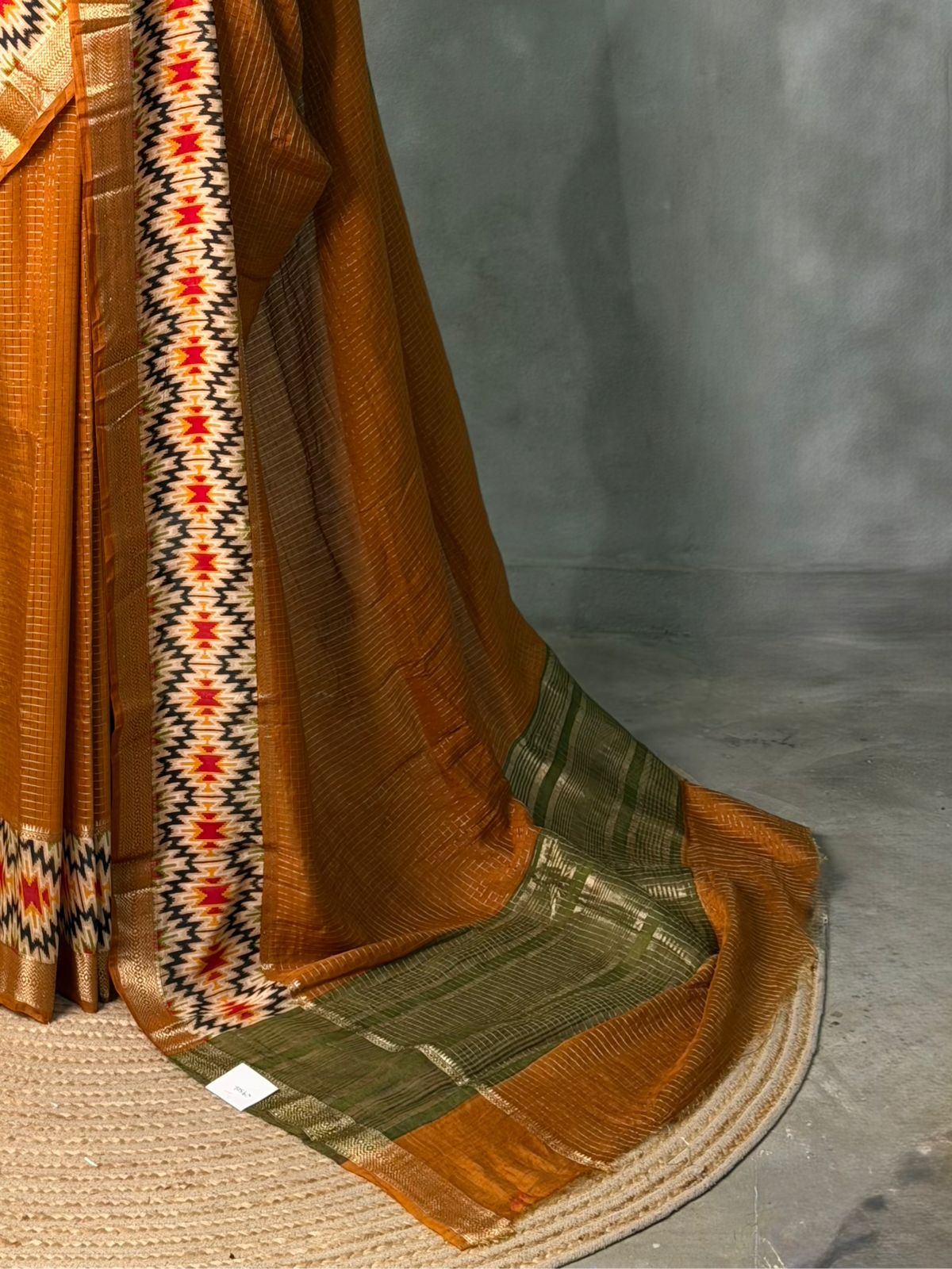 Mustard yellow Georgette chanderi silk saree -PBR18