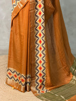 Mustard yellow Georgette chanderi silk saree -PBR18