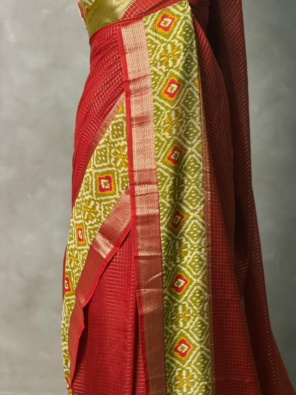 Maroon Georgette chanderi silk saree -PBR18C