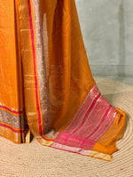 Mustard Yellow Georgette chanderi silk saree -PBR18D