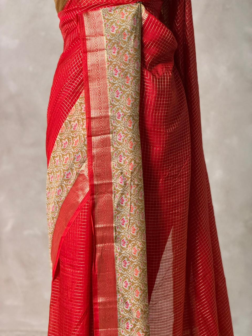 Maroon Georgette chanderi silk saree -PBR18E