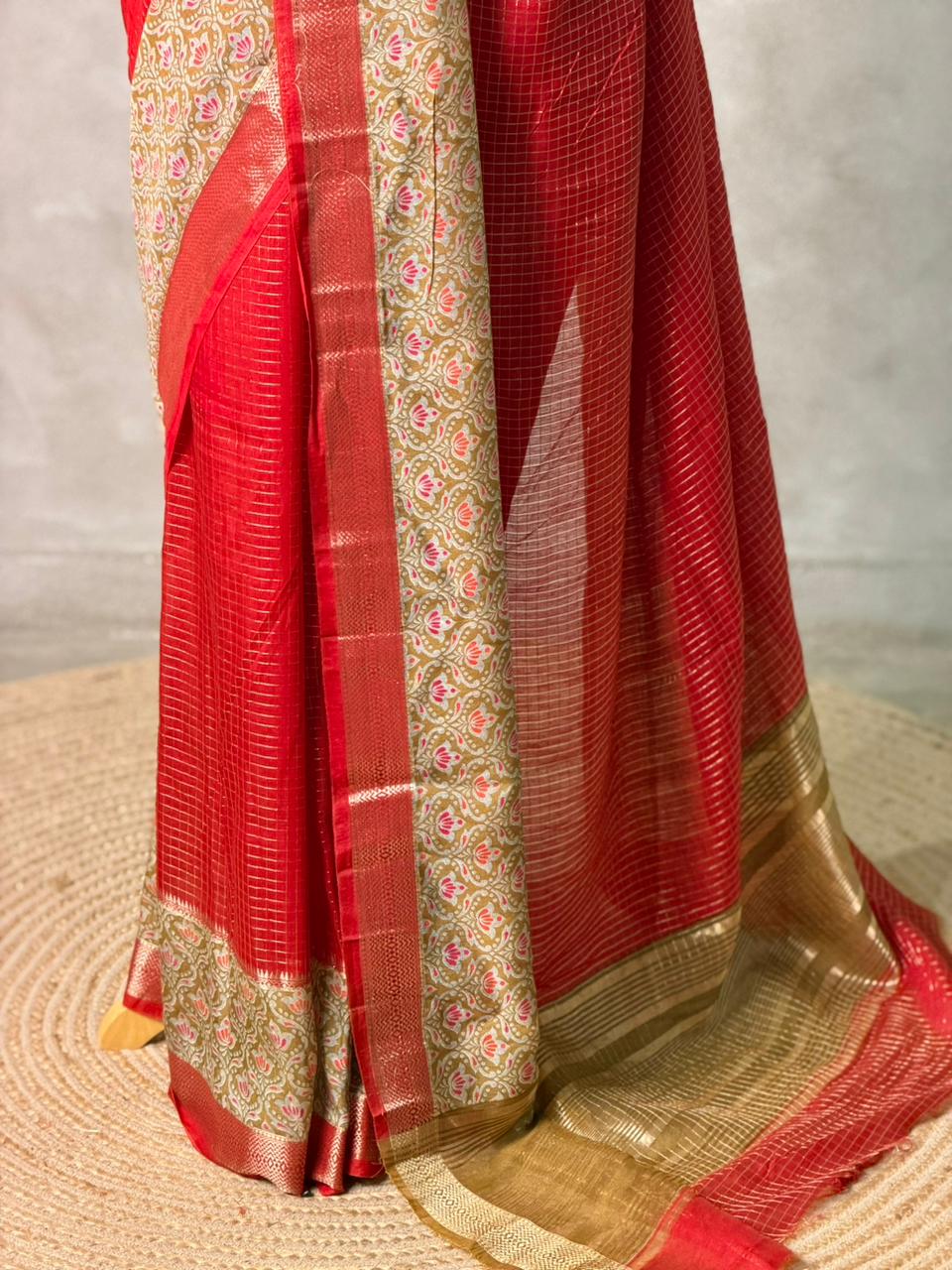 Maroon Georgette chanderi silk saree -PBR18E