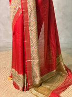 Maroon Georgette chanderi silk saree -PBR18E