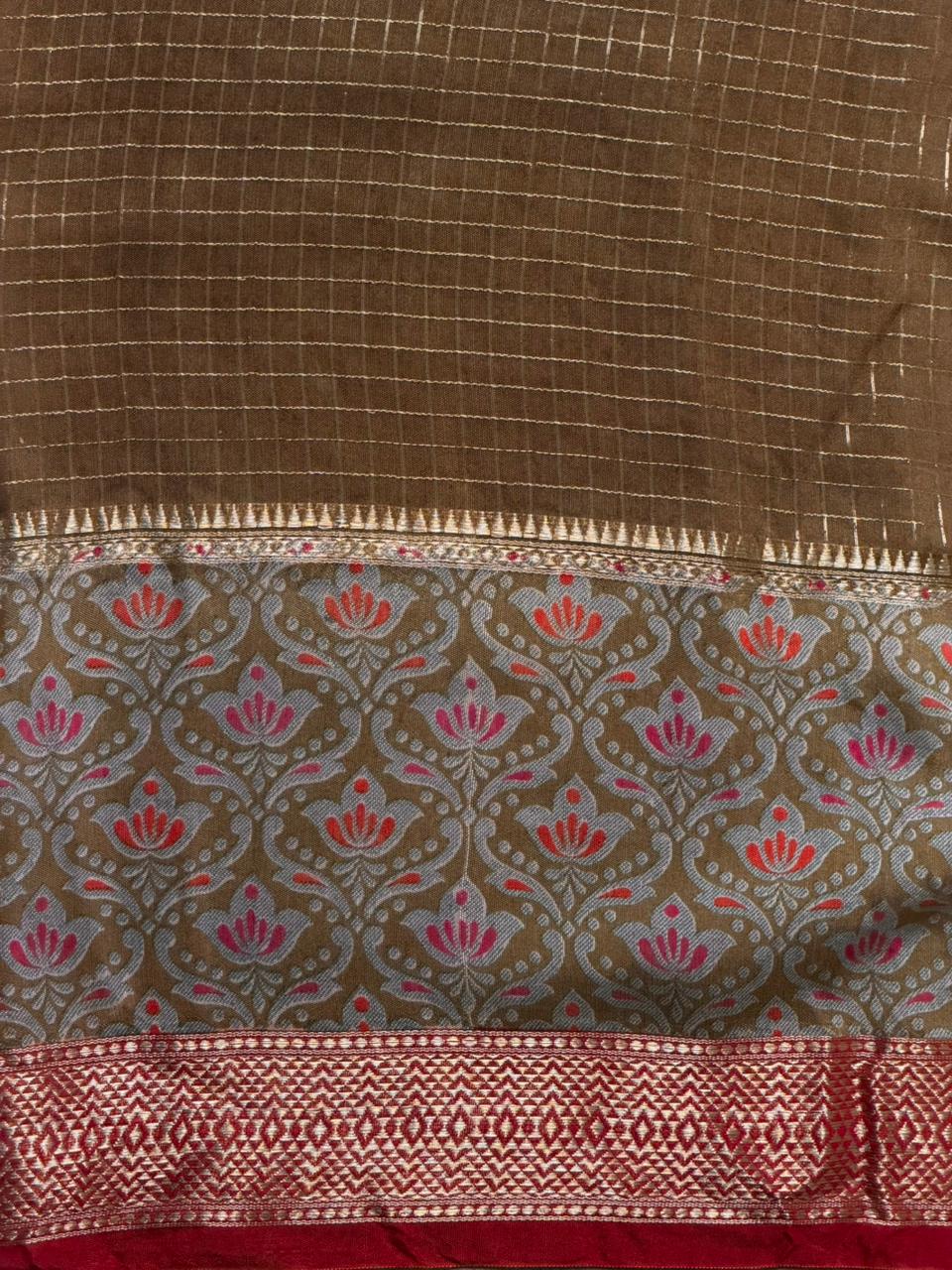 Maroon Georgette chanderi silk saree -PBR18E