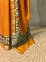 Mustard Yellow Georgette chanderi silk saree -PBR18F
