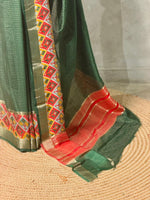 Green Georgette chanderi silk saree -PBR18G