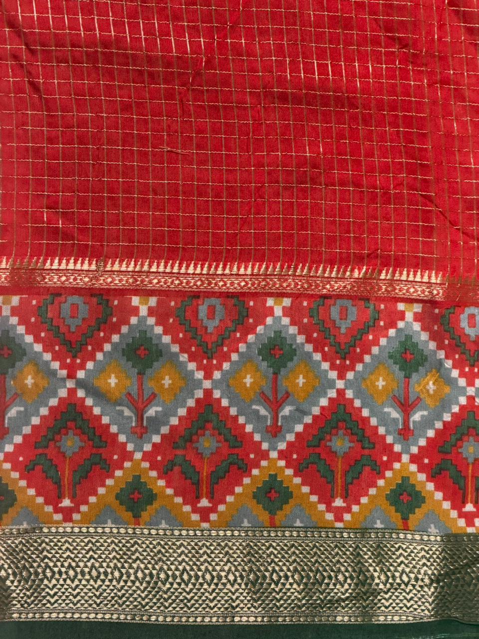 Green Georgette chanderi silk saree -PBR18G