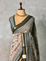 Chicku and Black silk cotton saree -PBR19