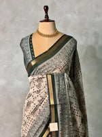 Chicku and Black silk cotton saree -PBR19