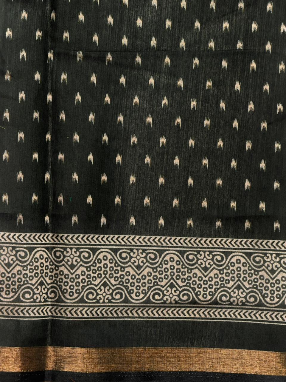 Chicku and Black silk cotton saree -PBR19