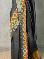 Black Georgette chanderi silk saree -PBR18H