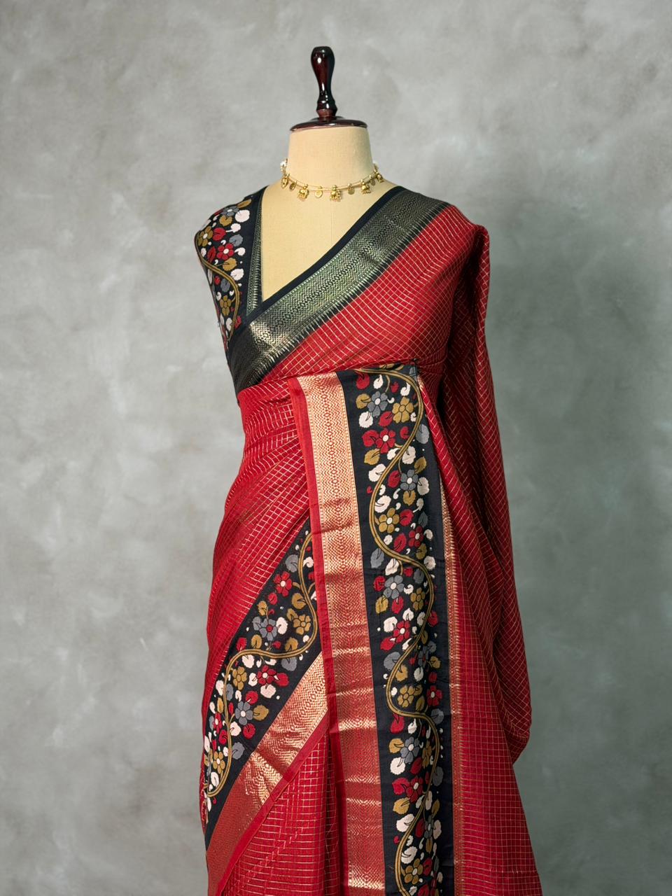 Maroon Georgette chanderi silk saree -PBR18J