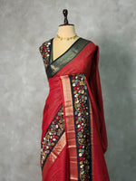 Maroon Georgette chanderi silk saree -PBR18J