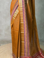 Mustard Yellow Georgette chanderi silk saree -PBR18K