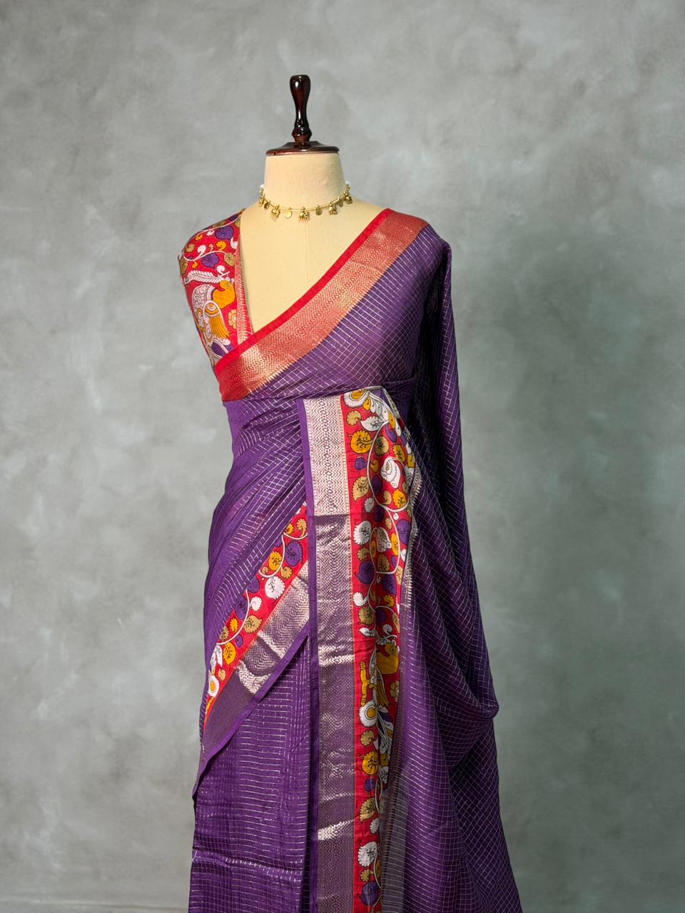Purple Georgette chanderi silk saree -PBR18M