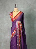 Purple Georgette chanderi silk saree -PBR18M