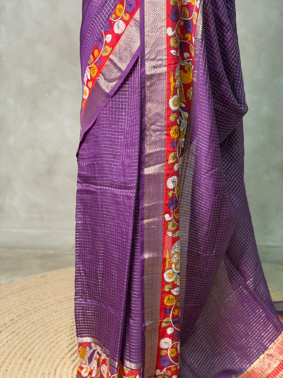 Purple Georgette chanderi silk saree -PBR18M