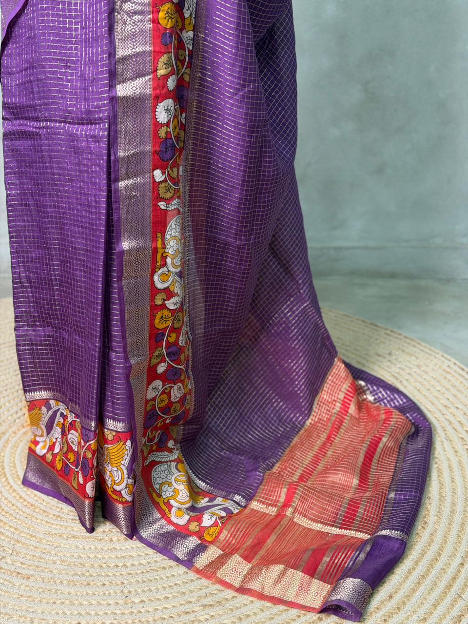 Purple Georgette chanderi silk saree -PBR18M