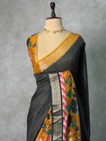 Black Georgette chanderi silk saree -PBR18N