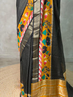 Black Georgette chanderi silk saree -PBR18N