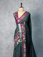 Bottle green chanderi silk saree -PBR18O