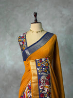 Mustard yellow chanderi silk saree -PBR18P