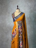 Mustard yellow chanderi silk saree -PBR18P